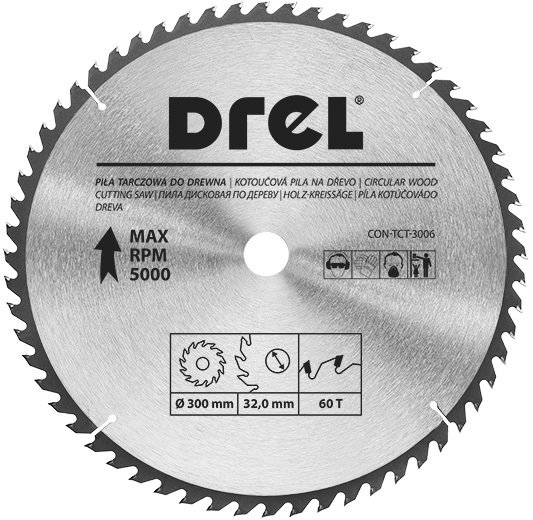 Drel DREL Piła Tarczowa Do Drewna 300mm 60T Widiowa Uniwersalna