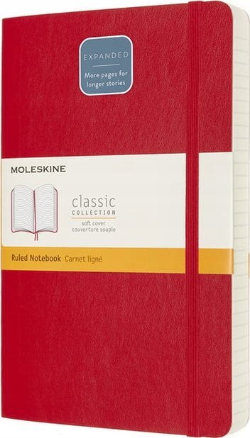 Moleskine Notes MOLESKINE Classic L (13x21 cm), w linie, miękka oprawa, scarlet red, 400 stron, czerwony