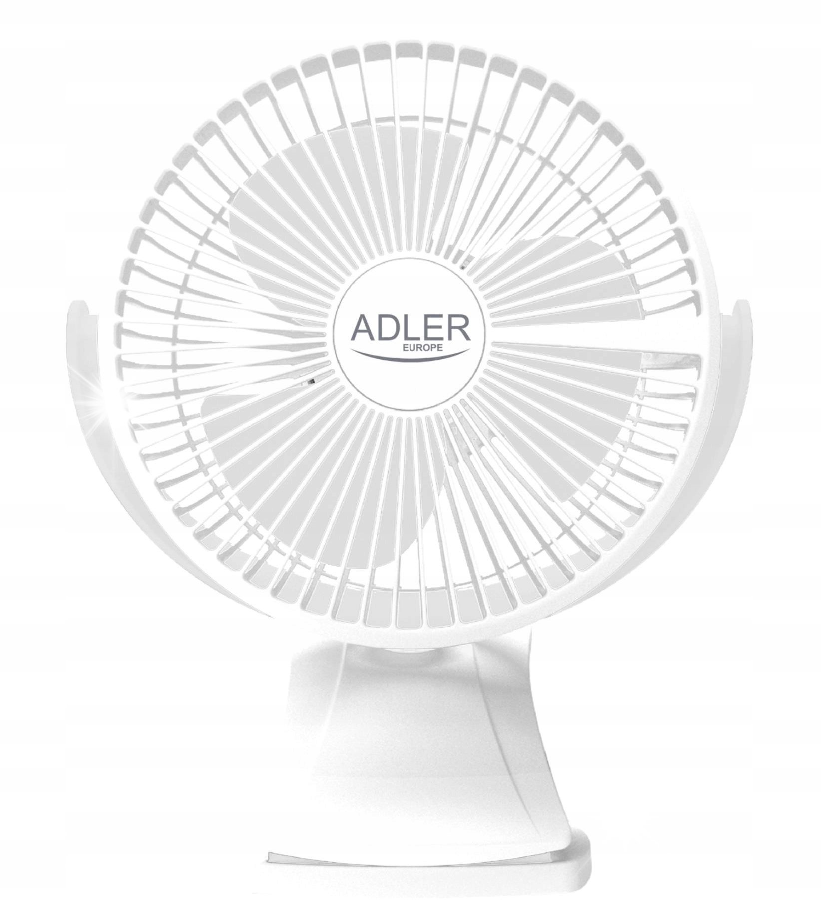 Termowentylator Adler Wentylator biurkowy Akumulatorowy z klipsem 2w1 Regulowany kąt do 7h USB-C
