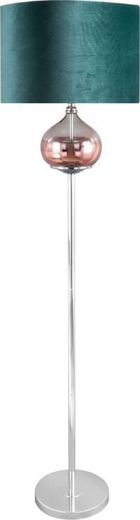 Lampa podłogowa Eurofirany Lampa stojąca z welwetowym abażurem SALVIA2 43X157 szałwiowa + miedziana