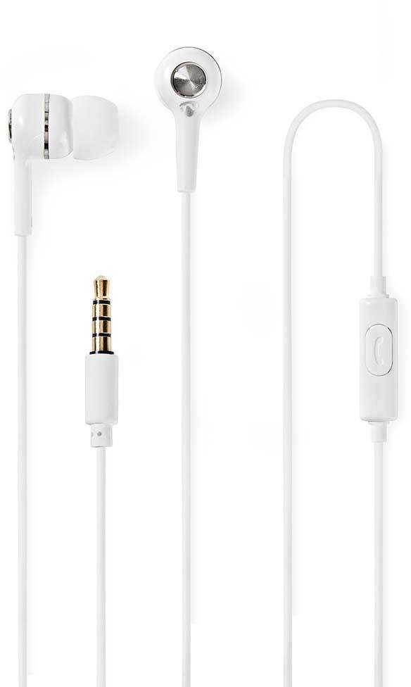 Słuchawki Eko-Light Słuchawki przewodowe z wtykiem 3,5 mm i wbudowanym mikrofonem białego koloru