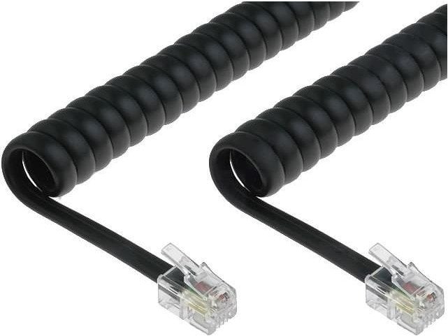 Lexi-NET Tel.šňůra kroucená s 2xRJ10 4p4c,4m, černá