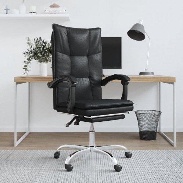 Фото - Комп'ютерне крісло VidaXL Krzesło biurowe  Rozkładany fotel biurowy, czarny, sztuczna skóra 