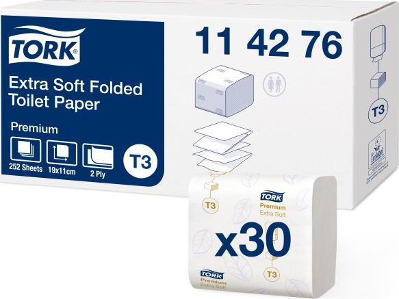 Tork Tork - Papier toaletowy w składce, biały - Ekstra miękki Premium