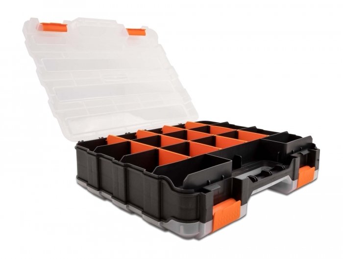 Delock Organizer z 34 przegródkami 320 x 270 x 80 mm pomarańczowy / czarny (18417)