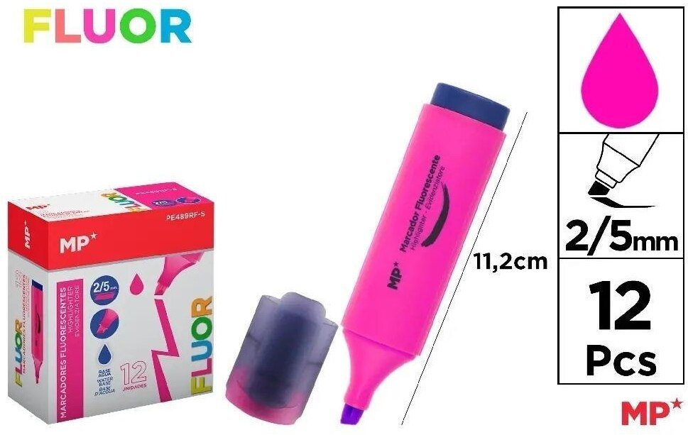 Donau Zakreślacz fluorescencyjny 2-5mm różowy (12szt)