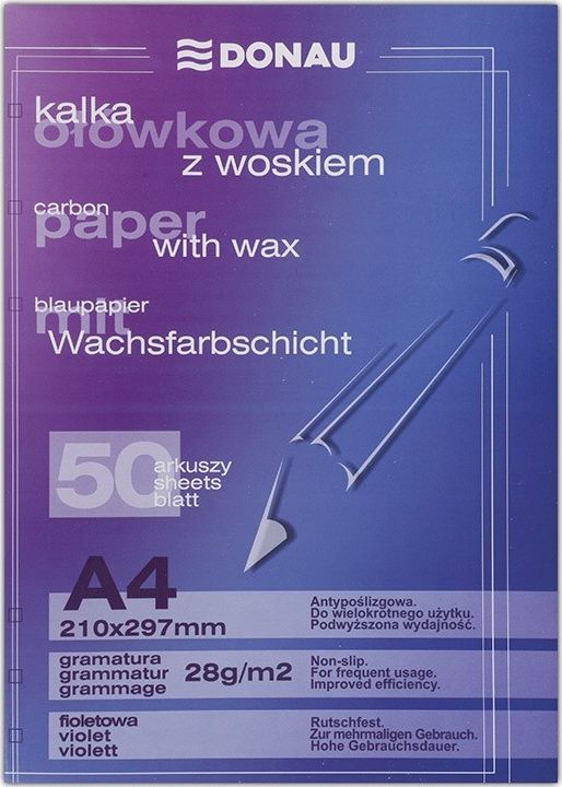 Donau Kalka ołówkowa DONAU z woskiem, A4, 50szt., fioletowa