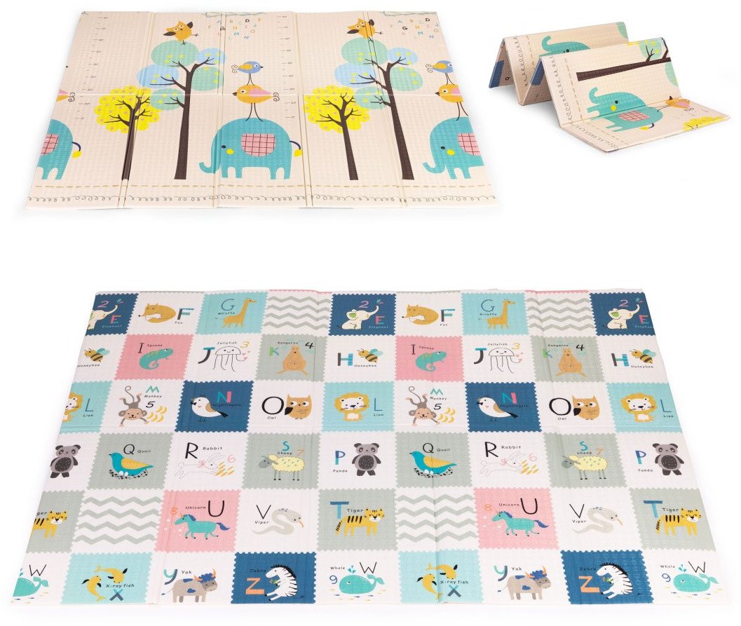 Ecotoys Mata piankowa dla dzieci 200x150 cm edukacyjna dwustronna składana miarka wzrostu alfabet EC...