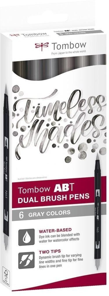 Tombow Flamastry Brush pen dwustronne gray 6 kolorów