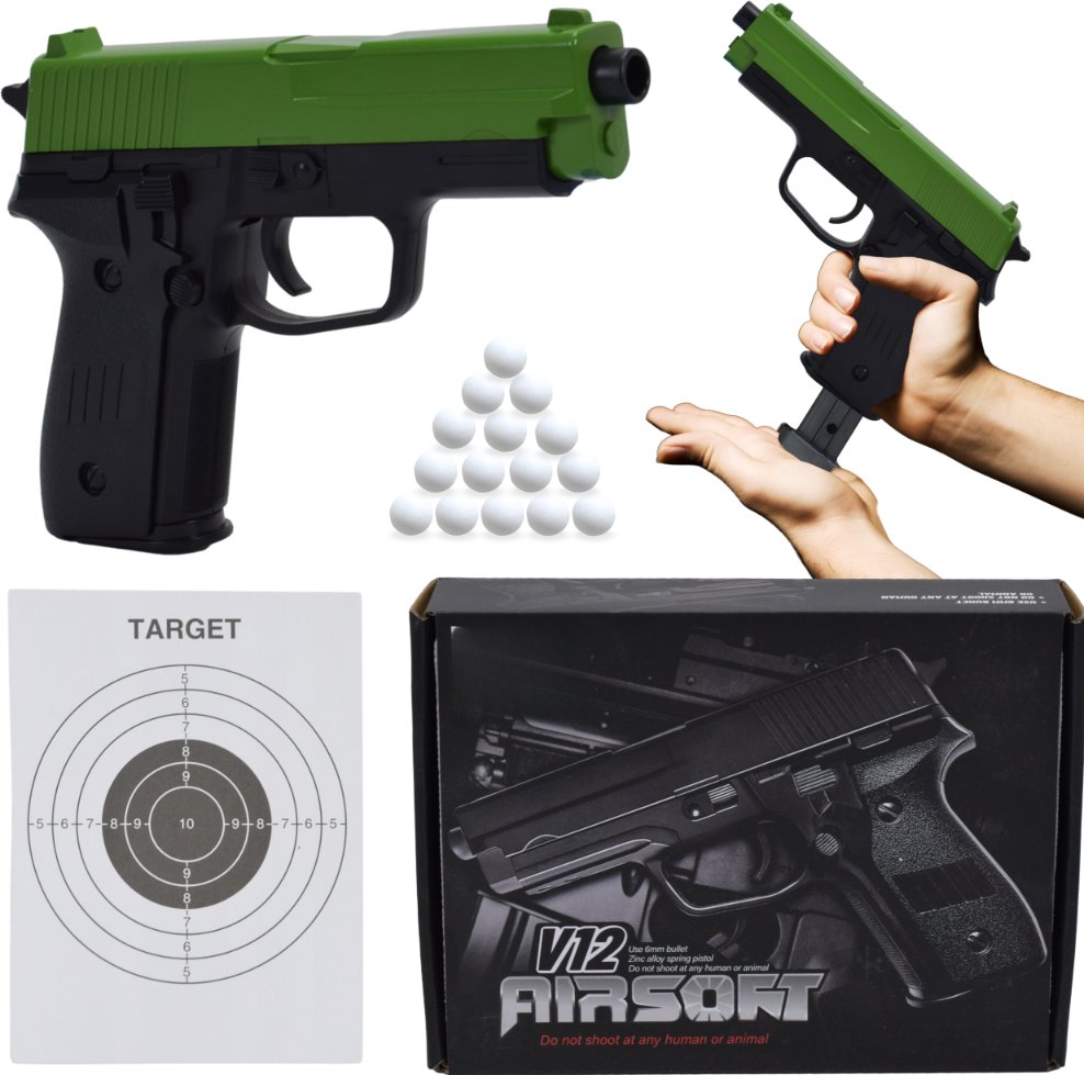 Skleplolki PISTOLET ASG NA KULKI PLASTIKOWE METALOWY GLOCK REPLIKA W PUDEŁU + KULKI