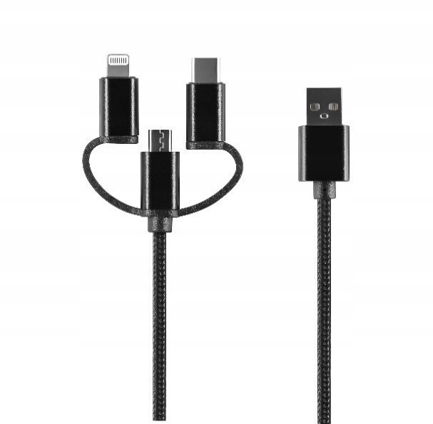 Kabel USB Havit Setty kabel 3w1 USB - Lightning + USB-C + microUSB 1,0 m 2A czarny nylon TD