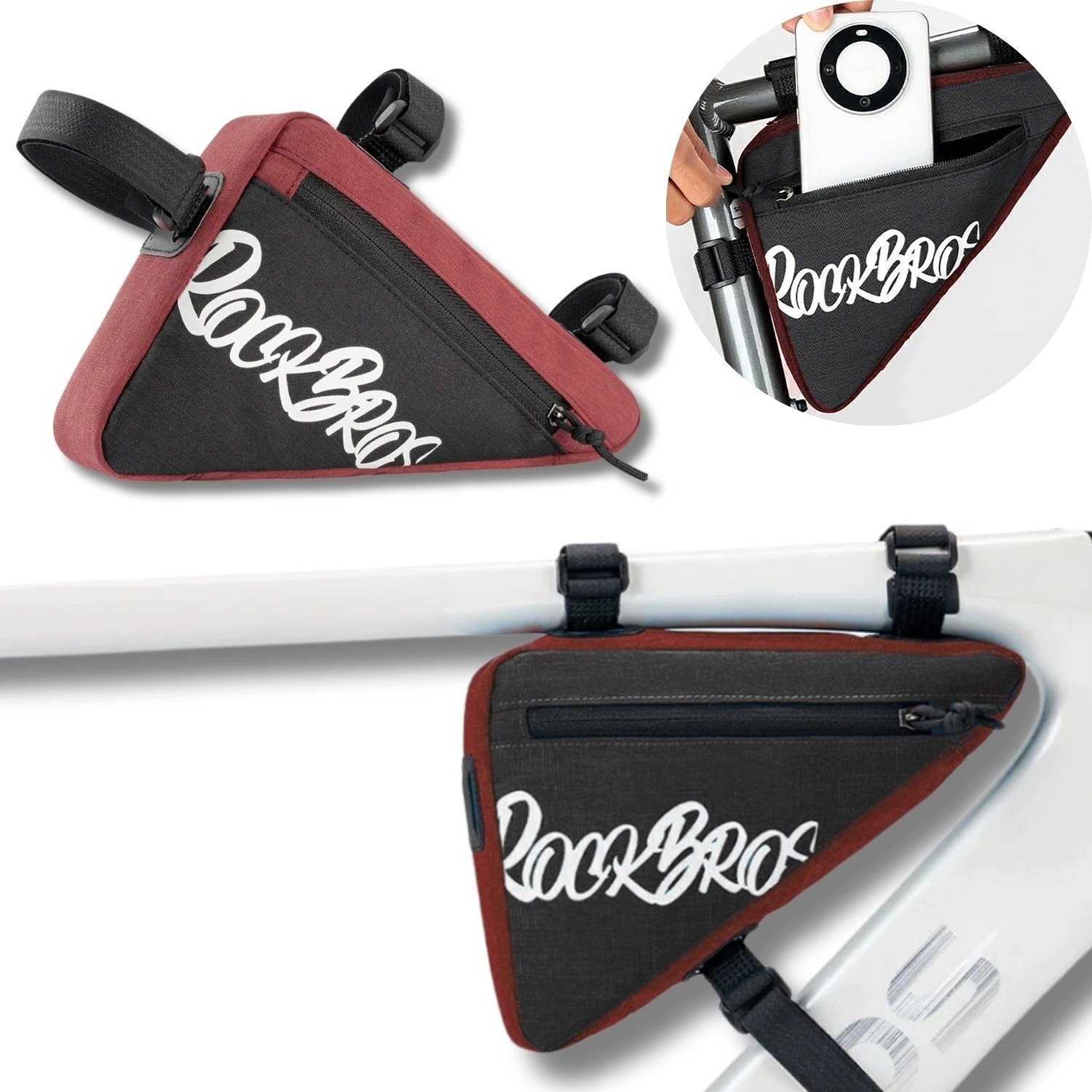 RockBros Torba rowerowa G001 Flash Journey na ramę trójkątna 0.8 l - czerwona (5907769391118)