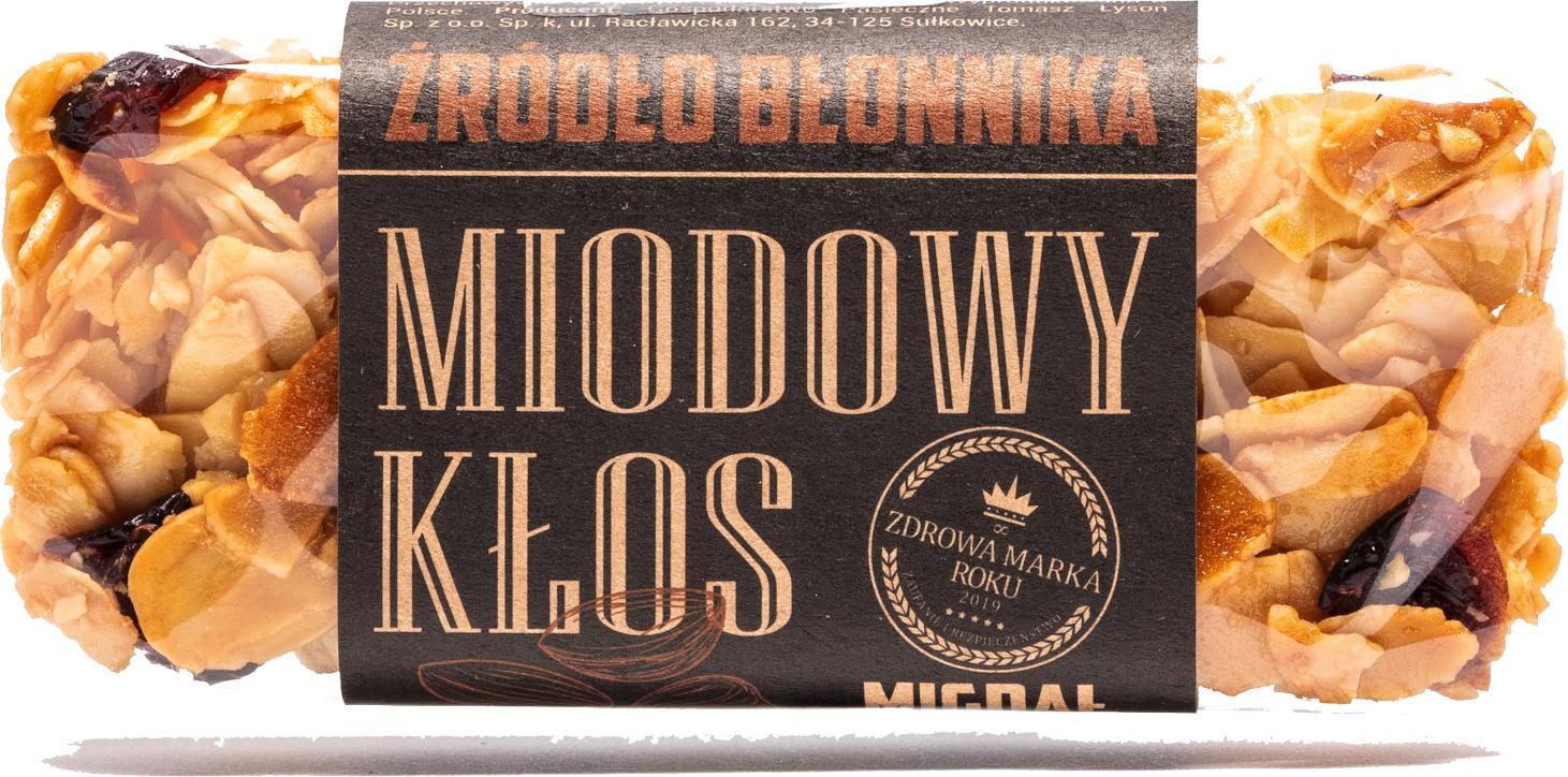 Łysoń Baton miodowy kłos bez dodatku cukru migdał żurawina