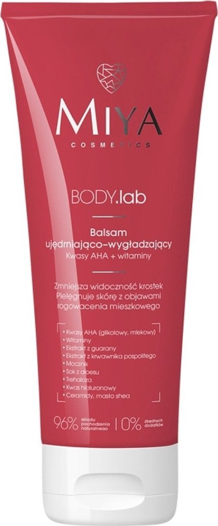 Miya , BODY.lab, Ujędrniająco-wygładzający balsam z kwasami AHA i witaminami, 200 ml