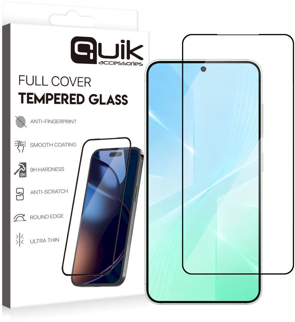 Quik Accessories Full Cover Tempered Glass for Samsung Galaxy S26