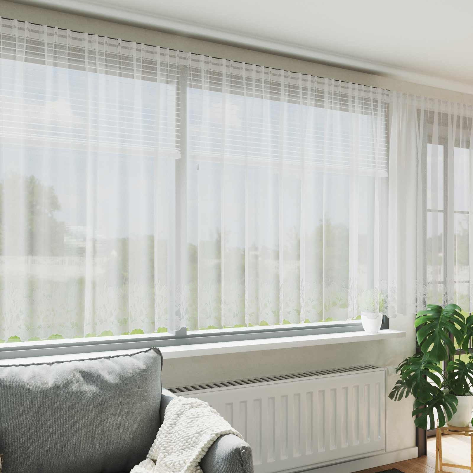 vidaXL vidaXL Firanka Koronkowa z zasłonami Biały 160 x 500 cm Poliester