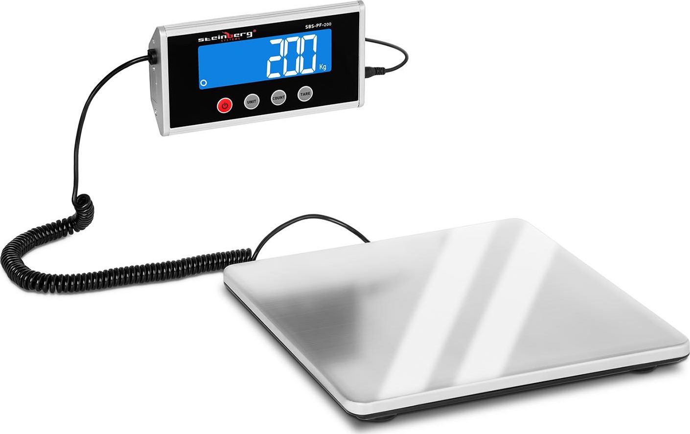 Steinberg Waga pocztowa platformowa do paczek 275x275mm zasilacz + baterie 200kg / 50g Waga pocztowa...