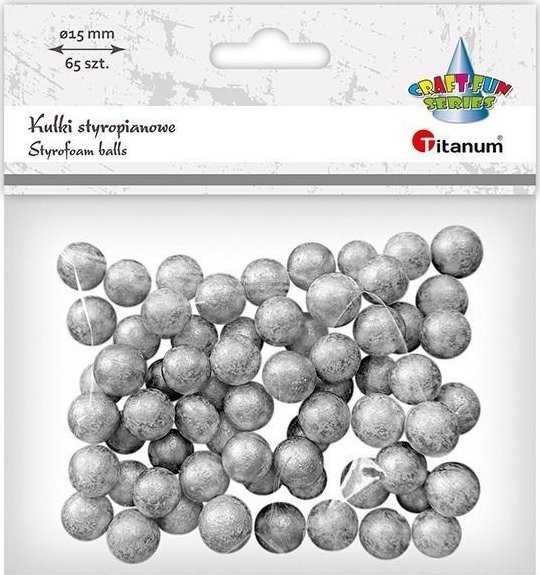 Titanum Kulki styropianowe 15mm 65szt srebrne