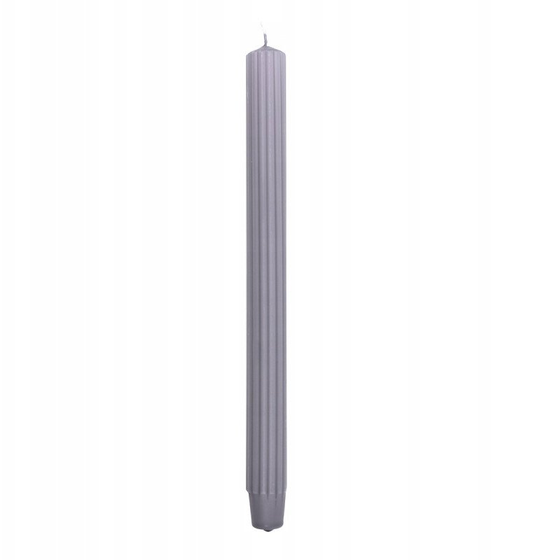 Świeca stołowa długa ryflowana DONAU HOME, 25x300 mm, 4 szt., szara