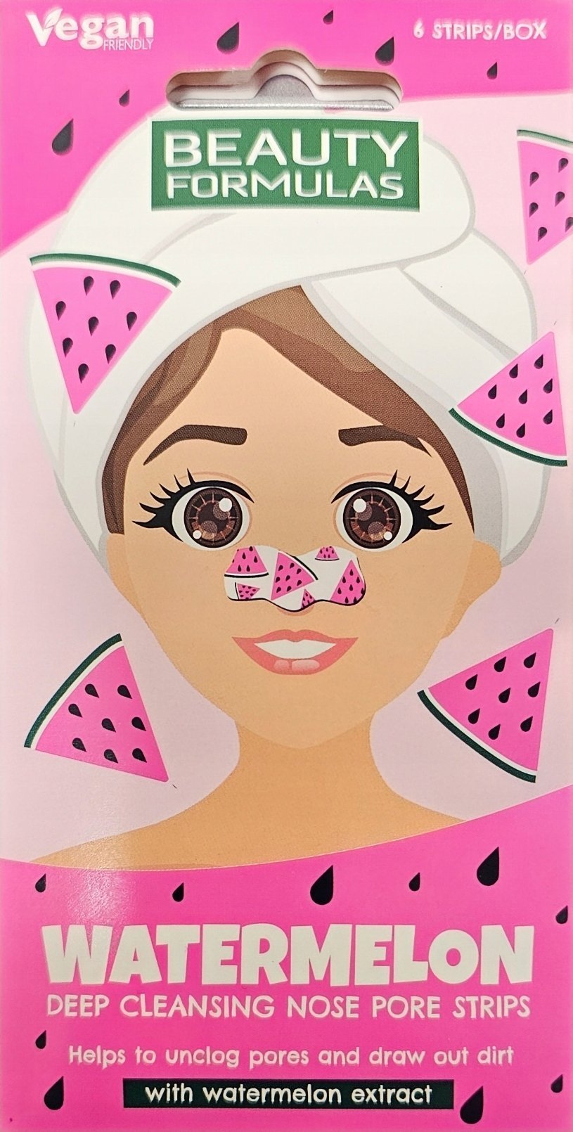 Beauty Formulas BEAUTY FORMULAS Paski na nos głęboko oczyszczające arbuz 6szt