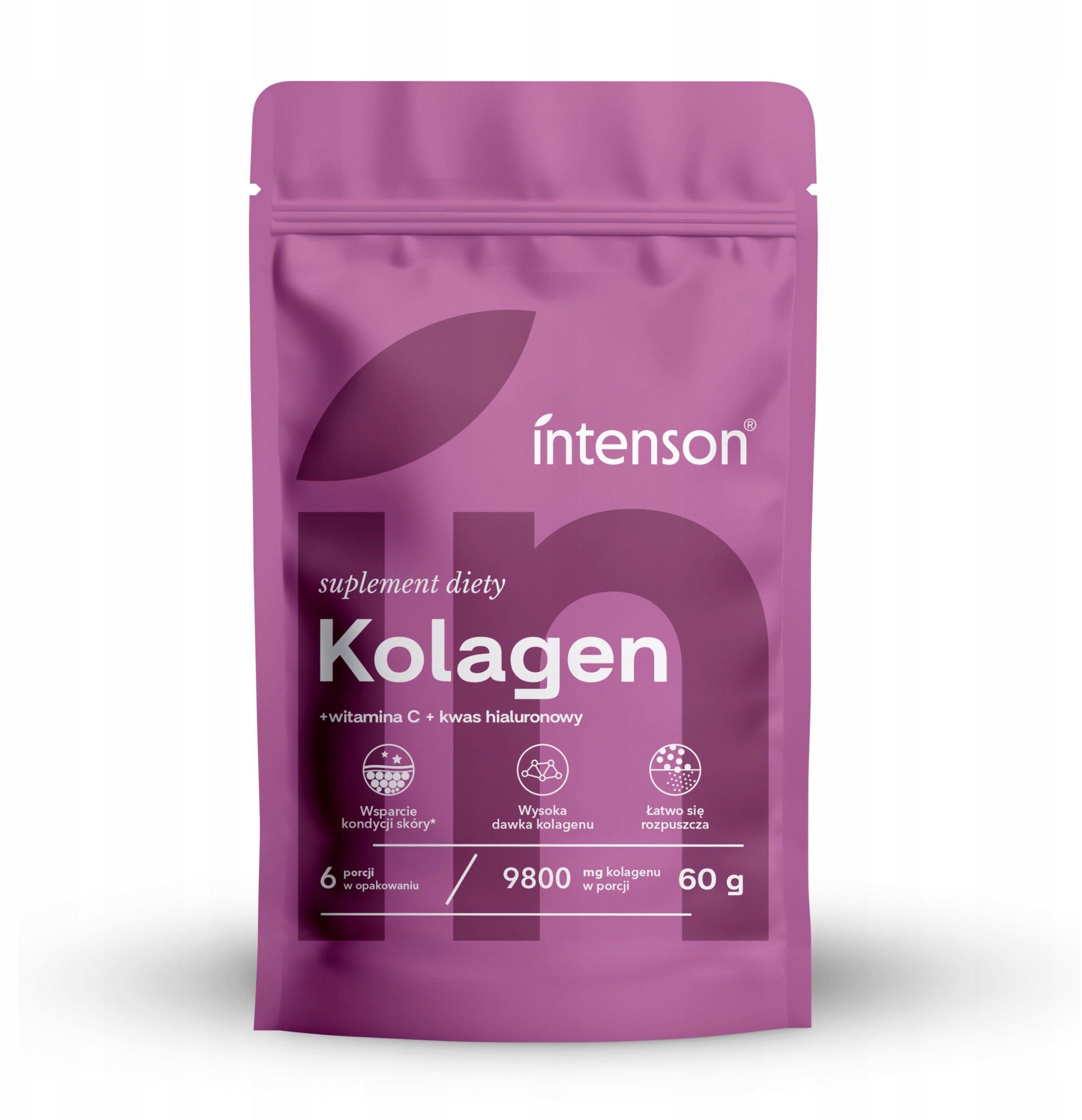 INTENSON_Kolagen z Witaminą C i Hialuronem, Stawy, Skóra suplement diety 60g