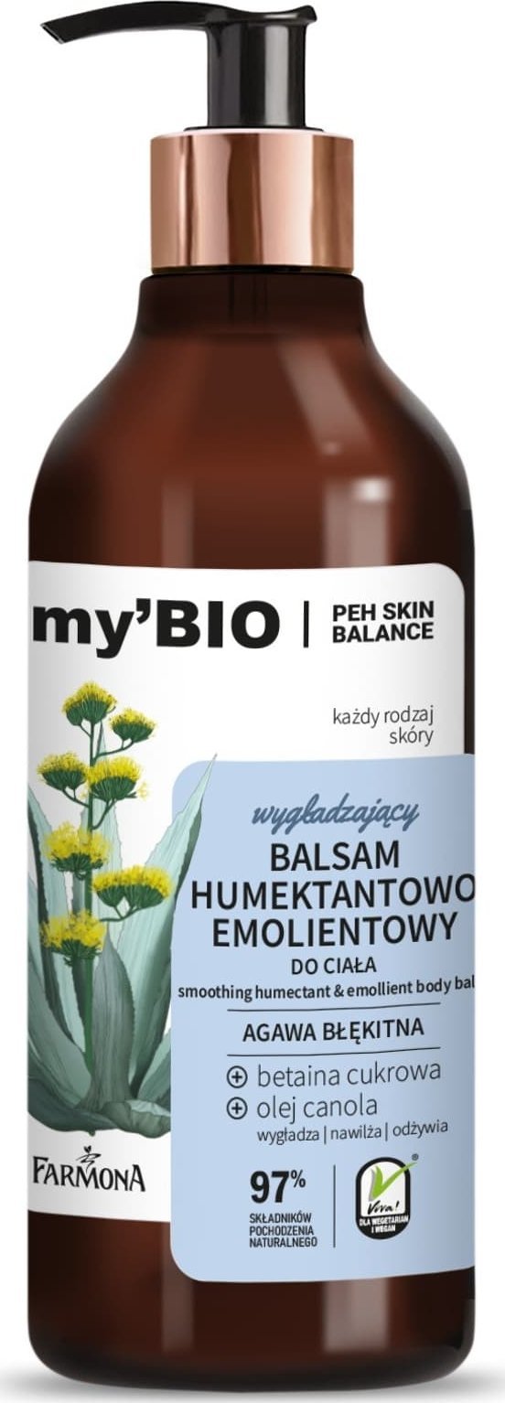 Farmona FARMONA my`Bio* Wygładzający balsam humektantowo-emolientowy do ciała Agawa Błękitna 400 ml