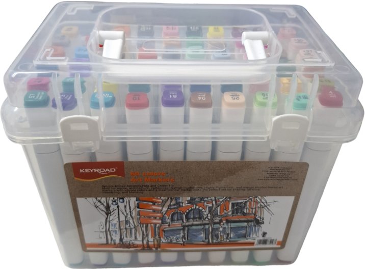 Keyroad Markery , dwustronne, 60 szt., plastikowe pudełko, mix kolorów (KR990263)