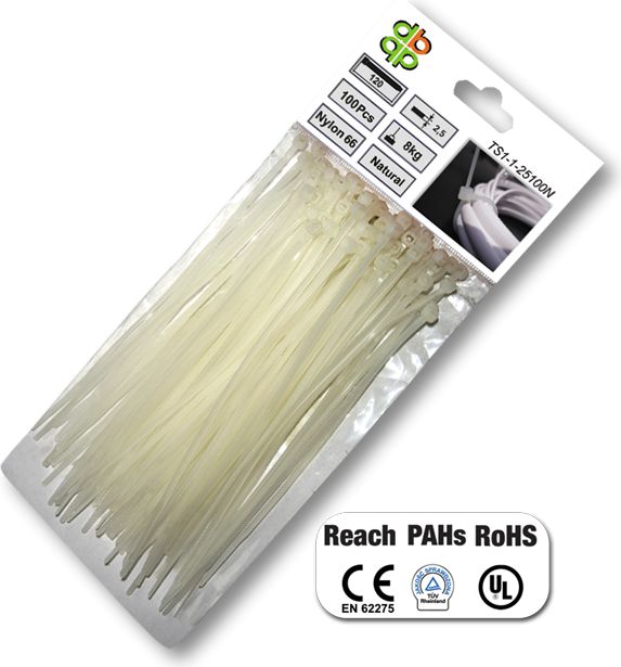 Bradas Opaska plastikowa biała 4,8 x 250mm 100szt. (TS1148250N)