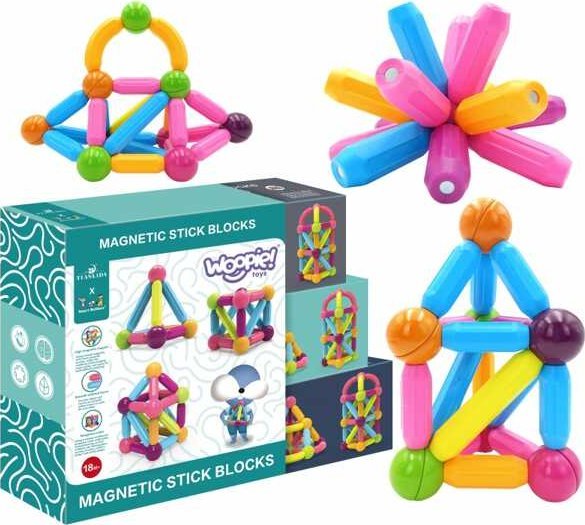 Woopie Magnetyczne Klocki Konstrukcyjne Edukacyjne Duże Grube 38 El.