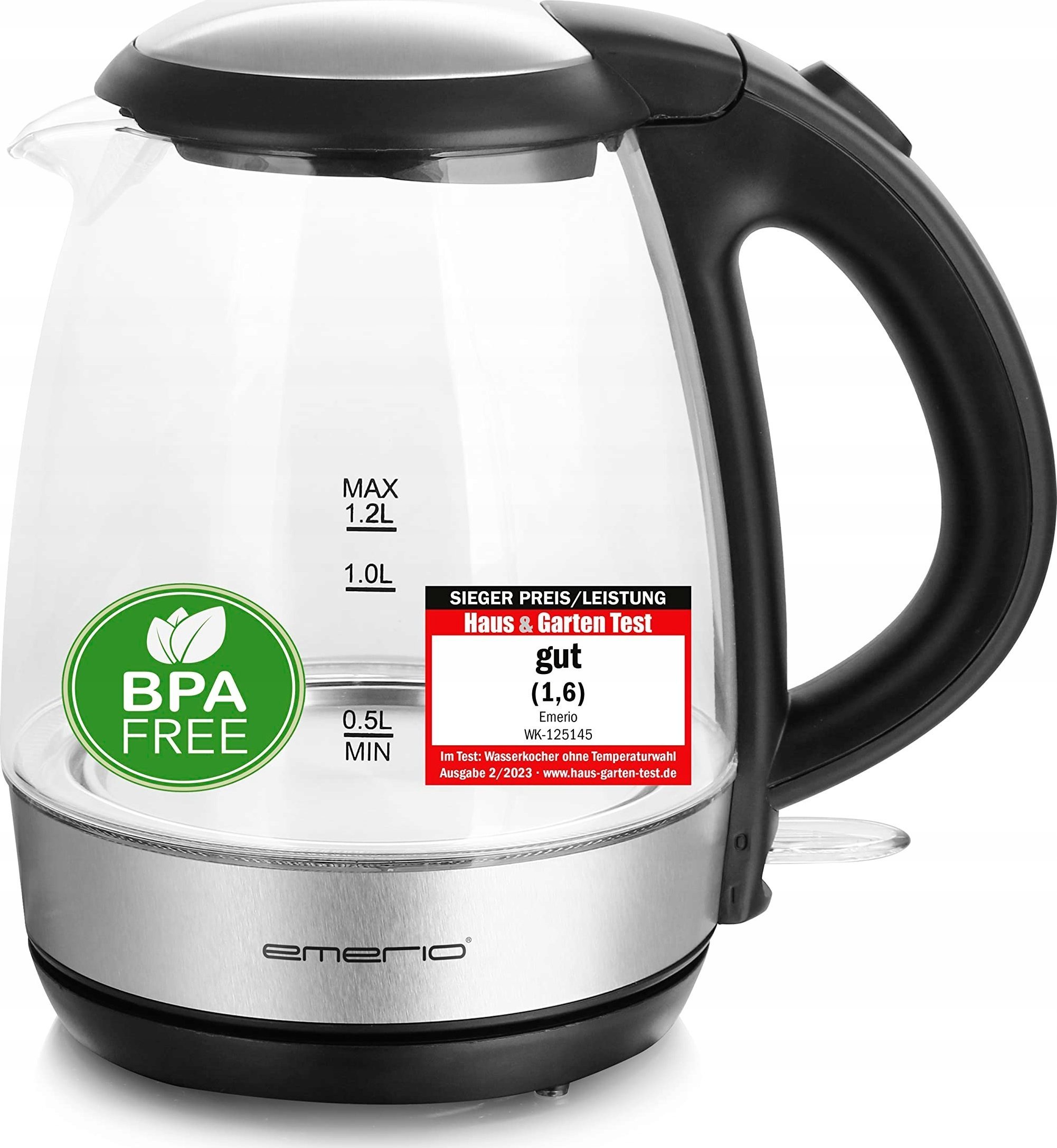 Czajnik Emerio Czajnik 1.2L Szkło bez BPA