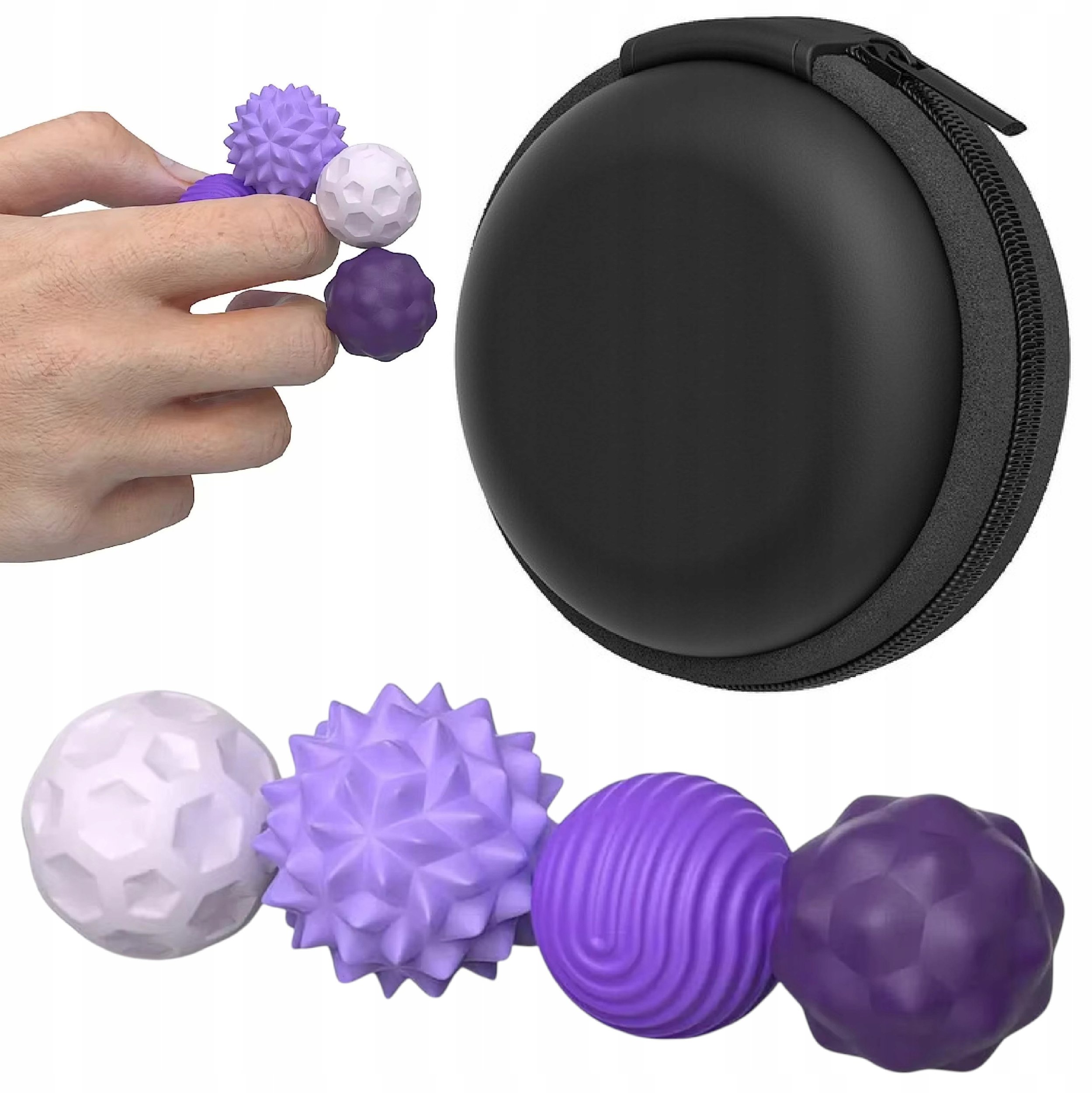 LUXMA Kulki sensoryczne magnetyczne antystresowe 4 sztuki fioletowe z Etui