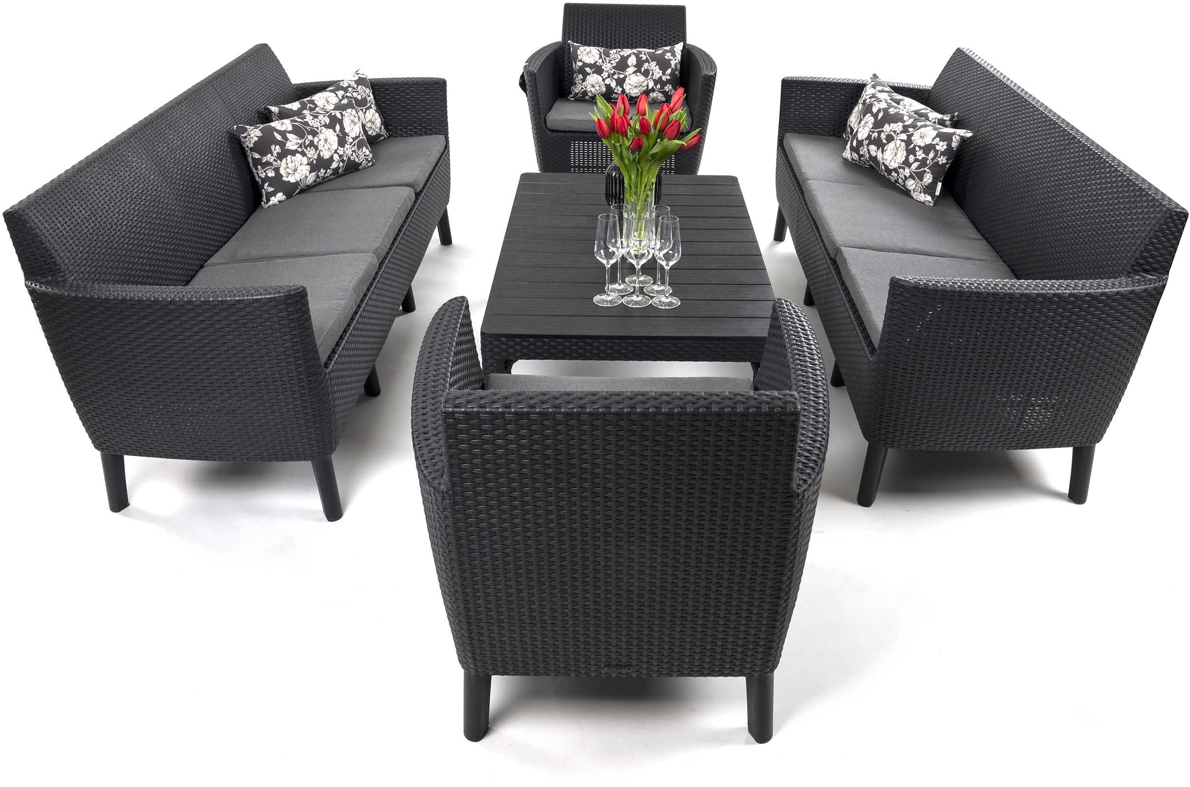 Zestaw mebli ogrodowych Salemo Fiesta Lyon dla 8 osób grafitowy