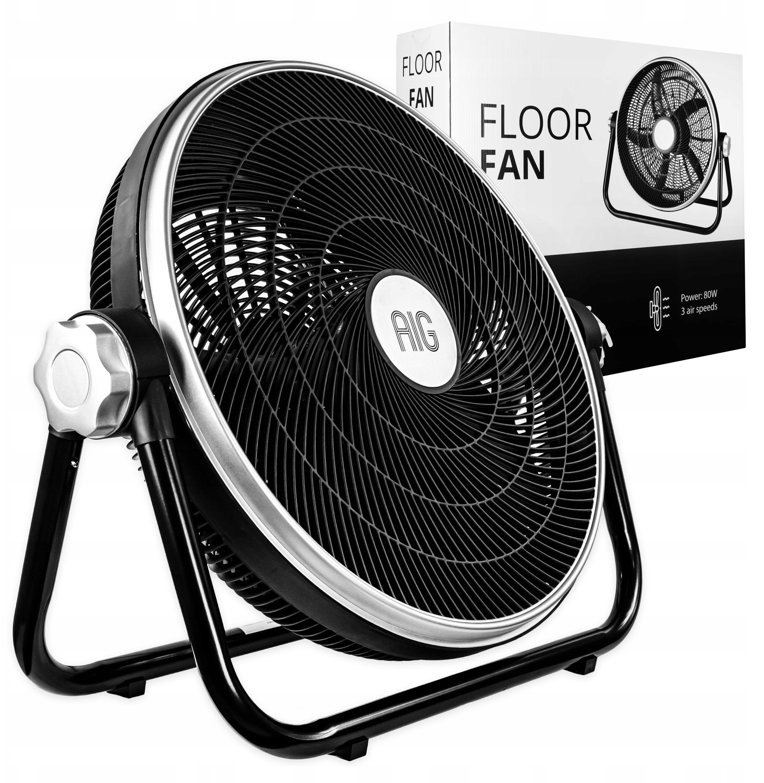 Wentylator Podłogowy Mocny Wiatrak Cyrkulator Przemysłowy 50 Cm 5 Łopatek