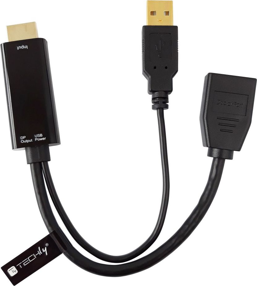 Фото - Кабель TECHLY Adapter AV  HDMI - DisplayPort + USB-A czarny  (ICOC HDMI-DP12A)