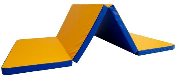 Małpiszon materac gimnastyczny Gamma 200x100x8 czteroczęściowy niebiesko-żółty
