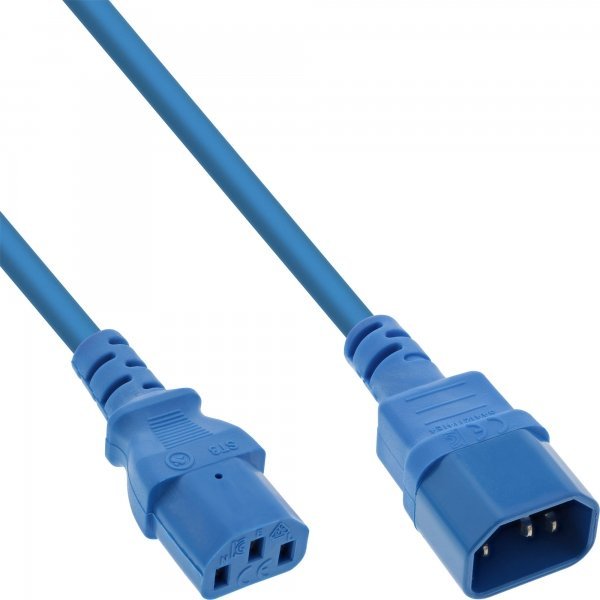 Zdjęcia - Kabel InLine  zasilający  75pcs. Bulk-Pack ® Power cable extension, C13 to C14, blue, 0.5m 