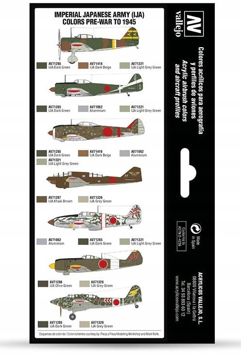 Vallejo Vallejo: 71.152 - Model Air - Air War - IJA Colors - Imperial Japanese Army Pre-War to 1945 ...