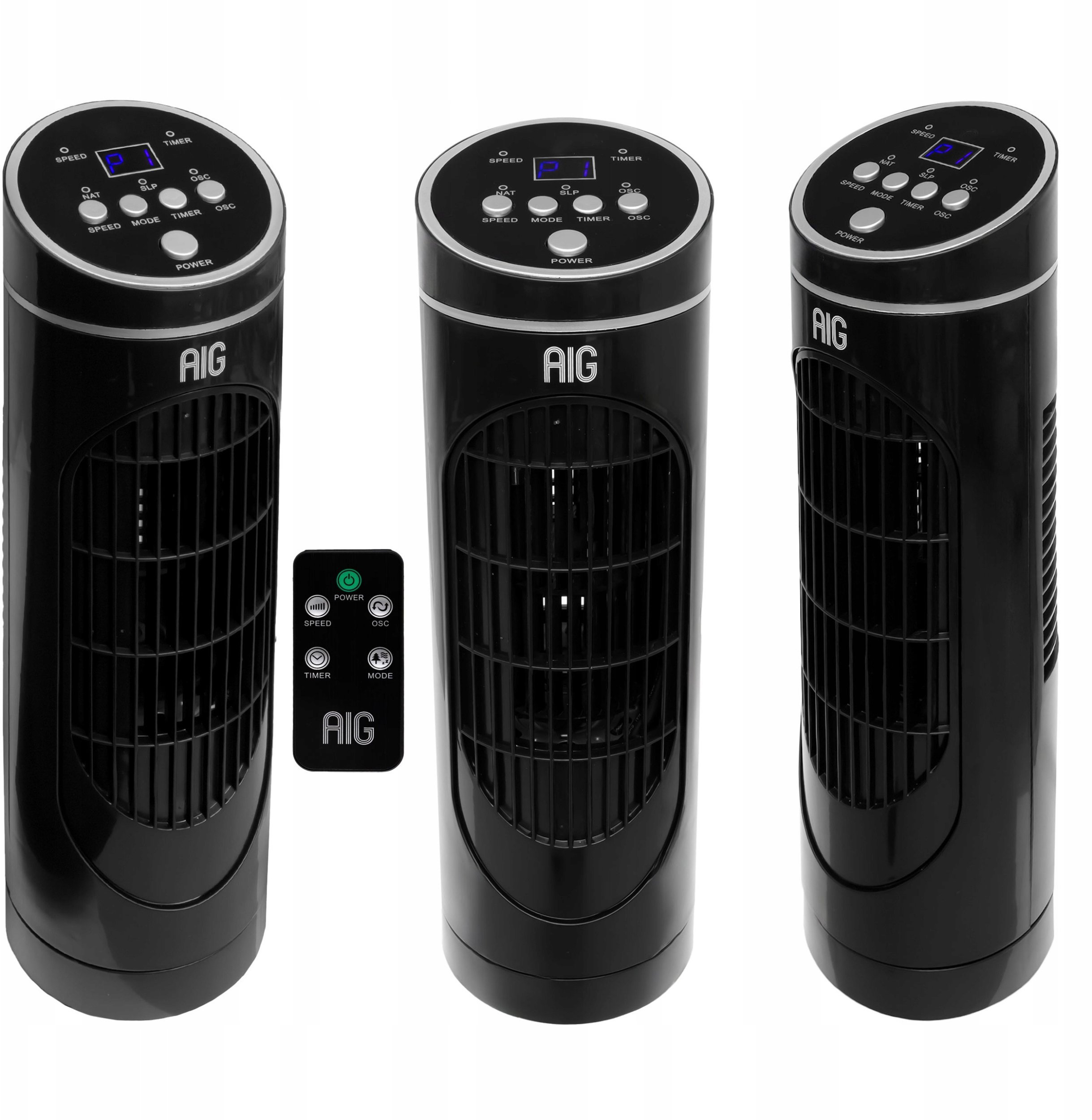 Wentylator Kolumnowy Biurkowy Wyświetlacz Wiatrak 3 Tryby Pracy Timer Pilot