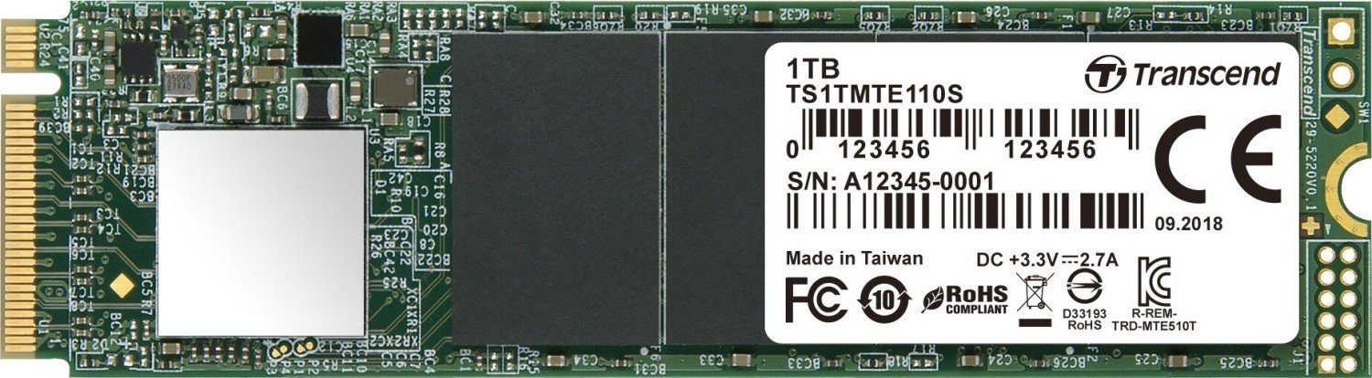 Dysk SSD Transcend 110S 2TB M.2 2280 PCI-E x4 Gen3 NVMe (TS2TMTE110S)