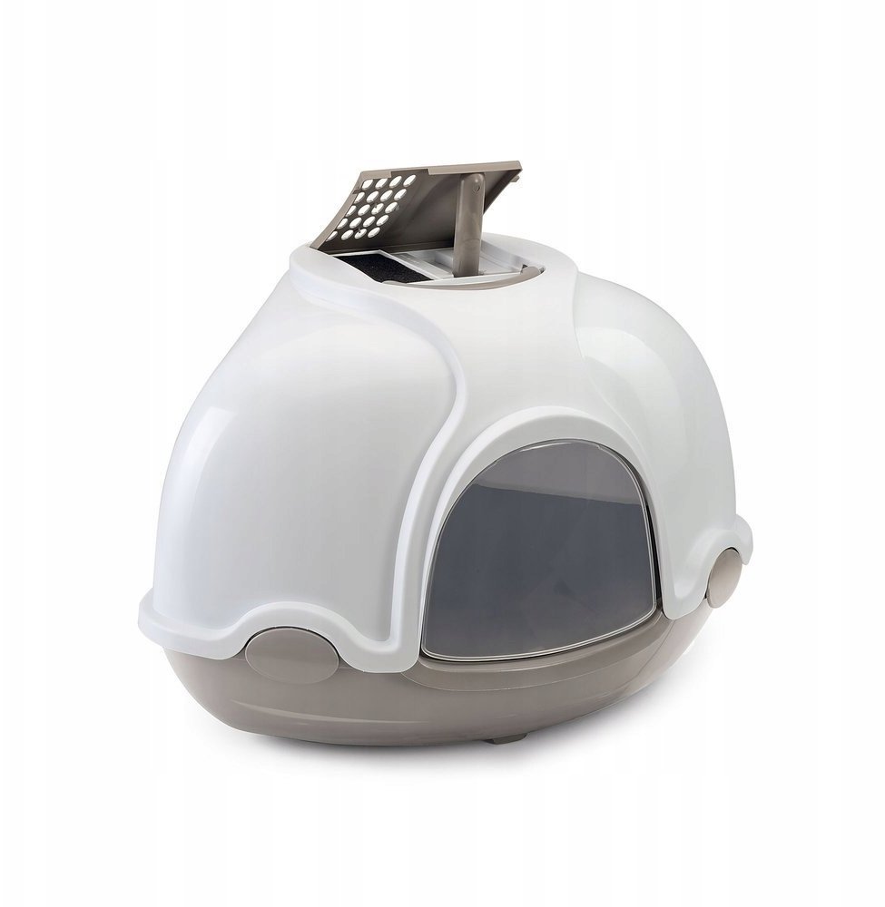 iMac Ginger, kuweta narożna, dla kota, biała/ciemno beżowa, 52x52x44,5 cm