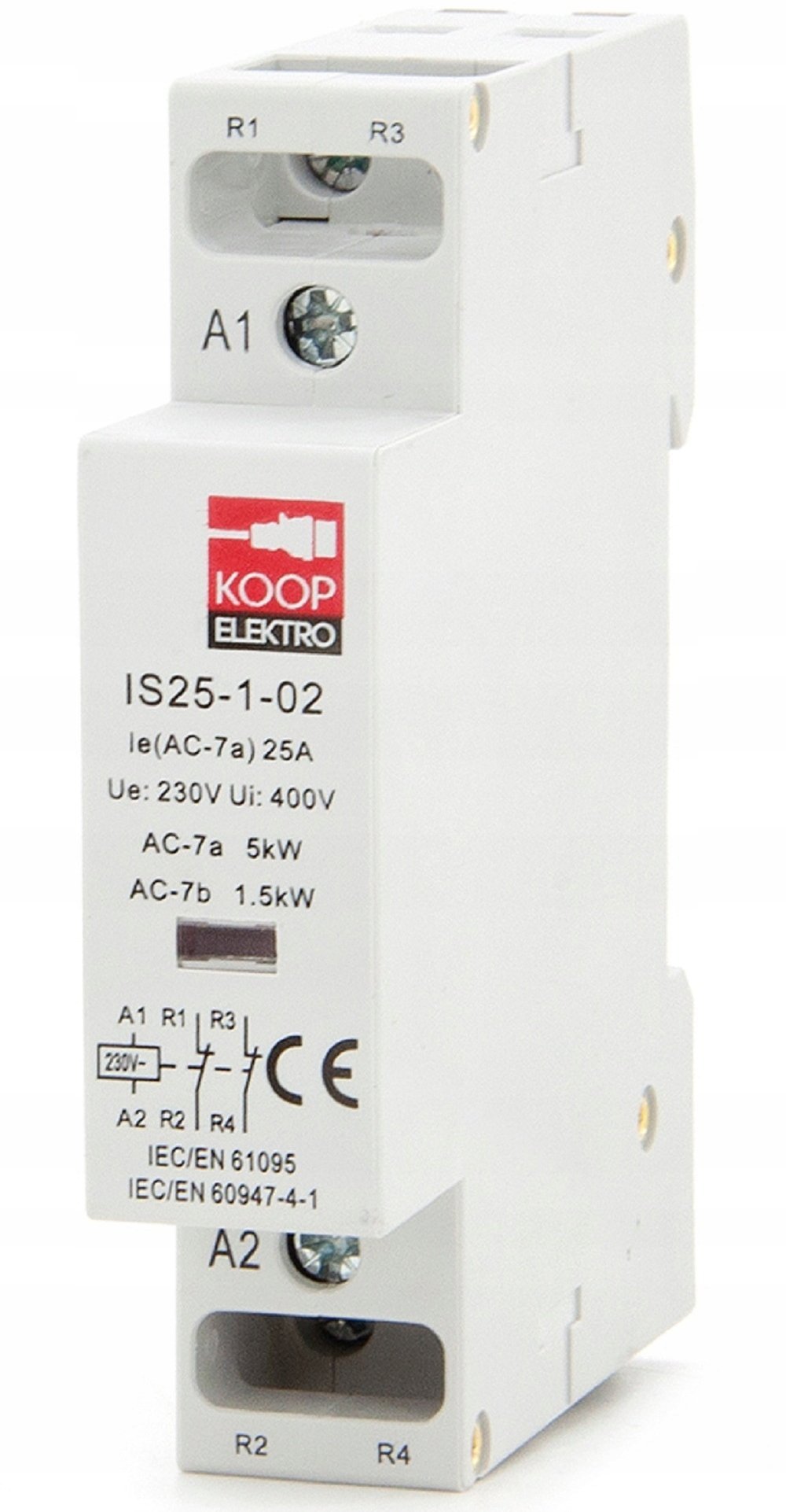 KOOP Elektro Stycznik modułowy 25-02 25A 2NC 230V 1P 1-FAZ IS25-1-02