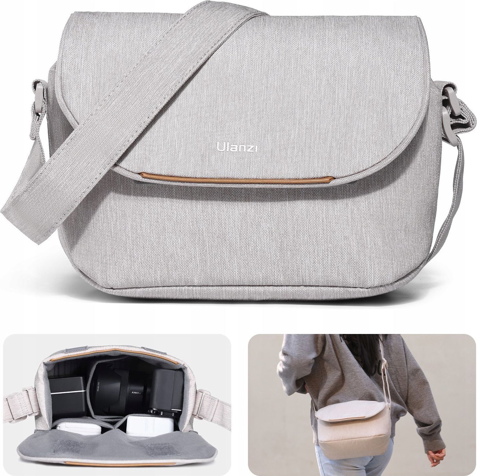 Torba Fotograficzna Futerał ULANZI Crossbody Sling na Aparat Kamerę Telefon / F01 / Beżowy