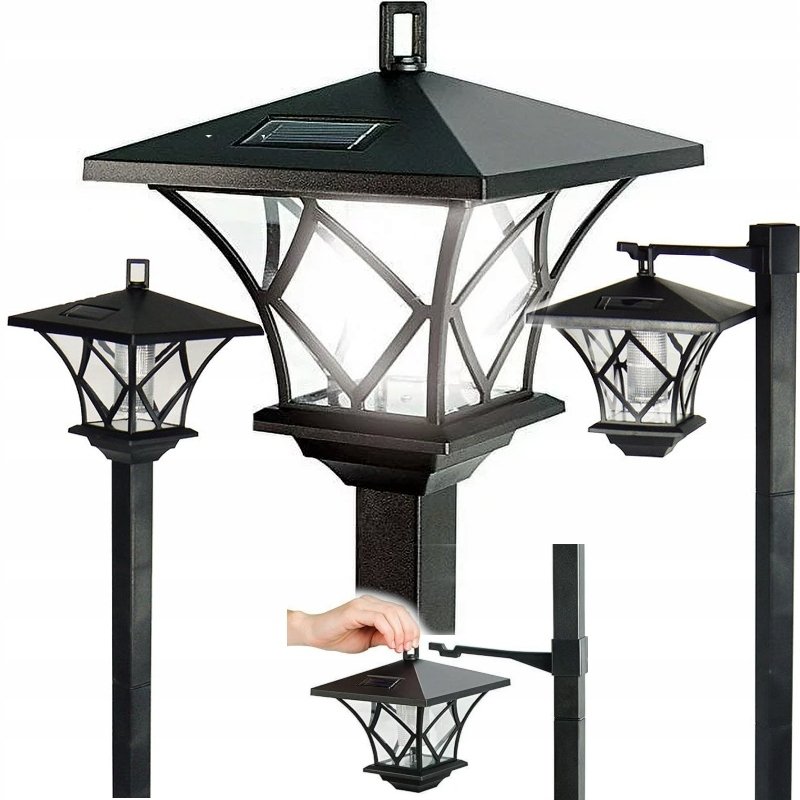 LAMPA SOLARNA LED SOLAR LATARNIA 150CM 2 SPOSOBY MONTAŻU WISZĄCA STOJĄCA