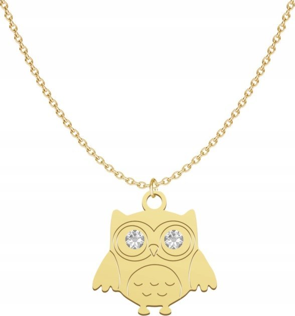 Radziszewska Jewellery Pozłacany Naszyjnik SOWA z kryształem TABLICZKA