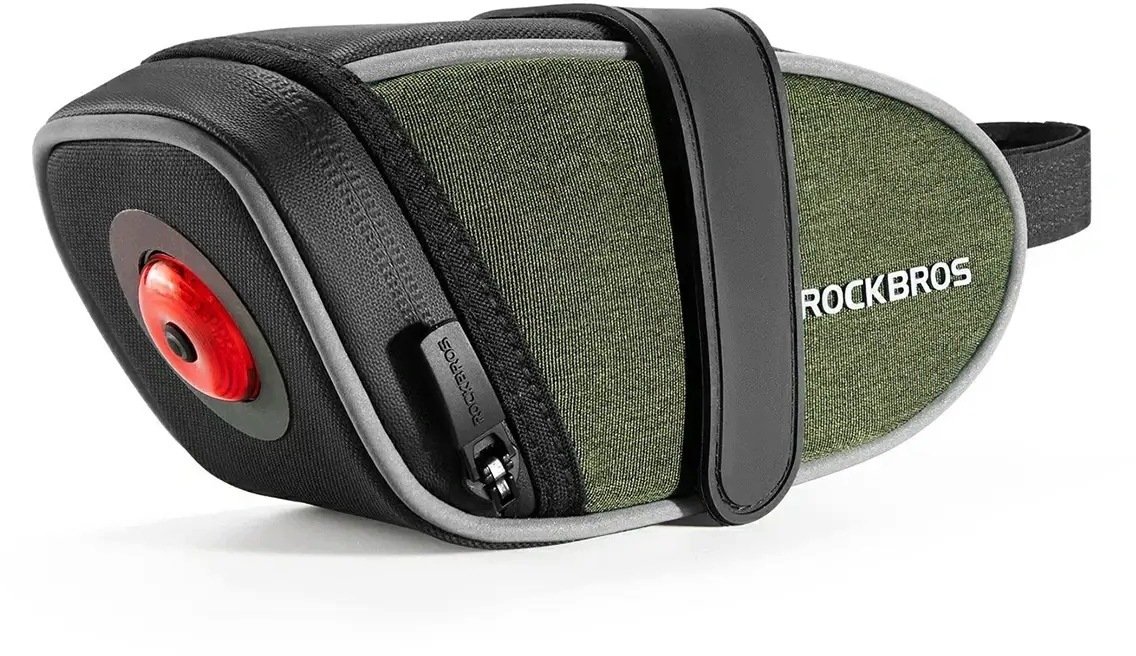 RockBros Torba podsiodłowa C52-2 lekka z oświetleniem 250 mAh - zielona (5907769391484)