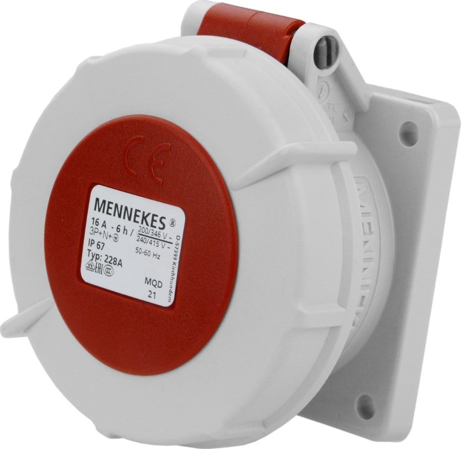 Mennekes Gniazdo tablicowe proste zaciski śrubowe 16A 400V IP67 (MEN228A)