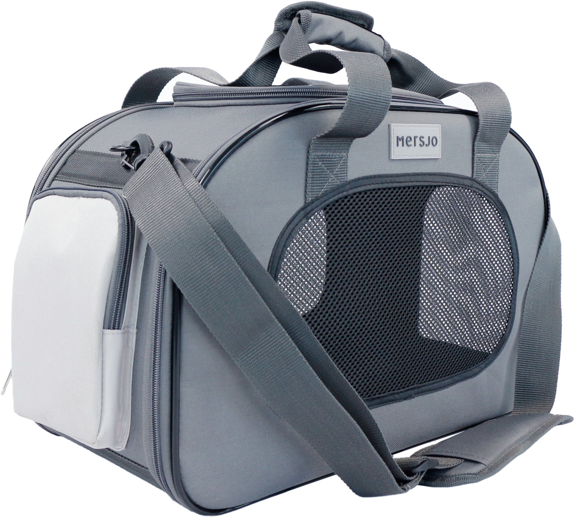Springos Mersjo Voyager transporter dla psa i kota do 8 kg, torba z 4 wejściami, usztywniana, mata, ...