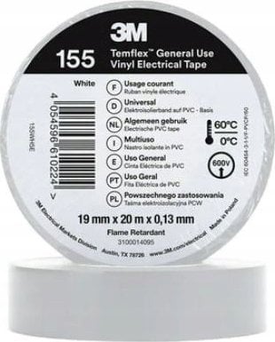 3M Taśma izolacyjna 3m PVC Temflex 1300 DE272962825 19mmx20m biała