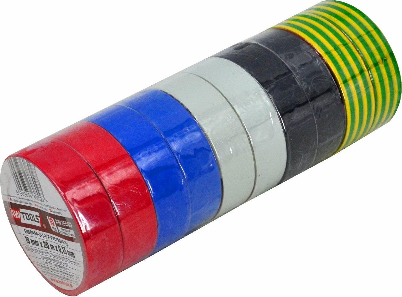 AWTools AWTOOLS TAŚMA IZOLACYJNA 12mm x 10m MIX /10szt.