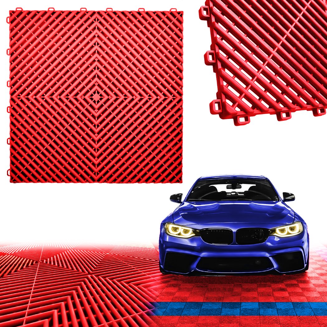 Heckermann Płytki puzzle do garażu podłoga modułowa warsztatu 40x40cm czerwona